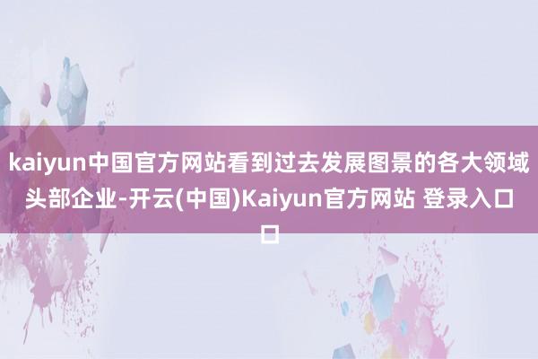 kaiyun中国官方网站看到过去发展图景的各大领域头部企业-开云(中国)Kaiyun官方网站 登录入口